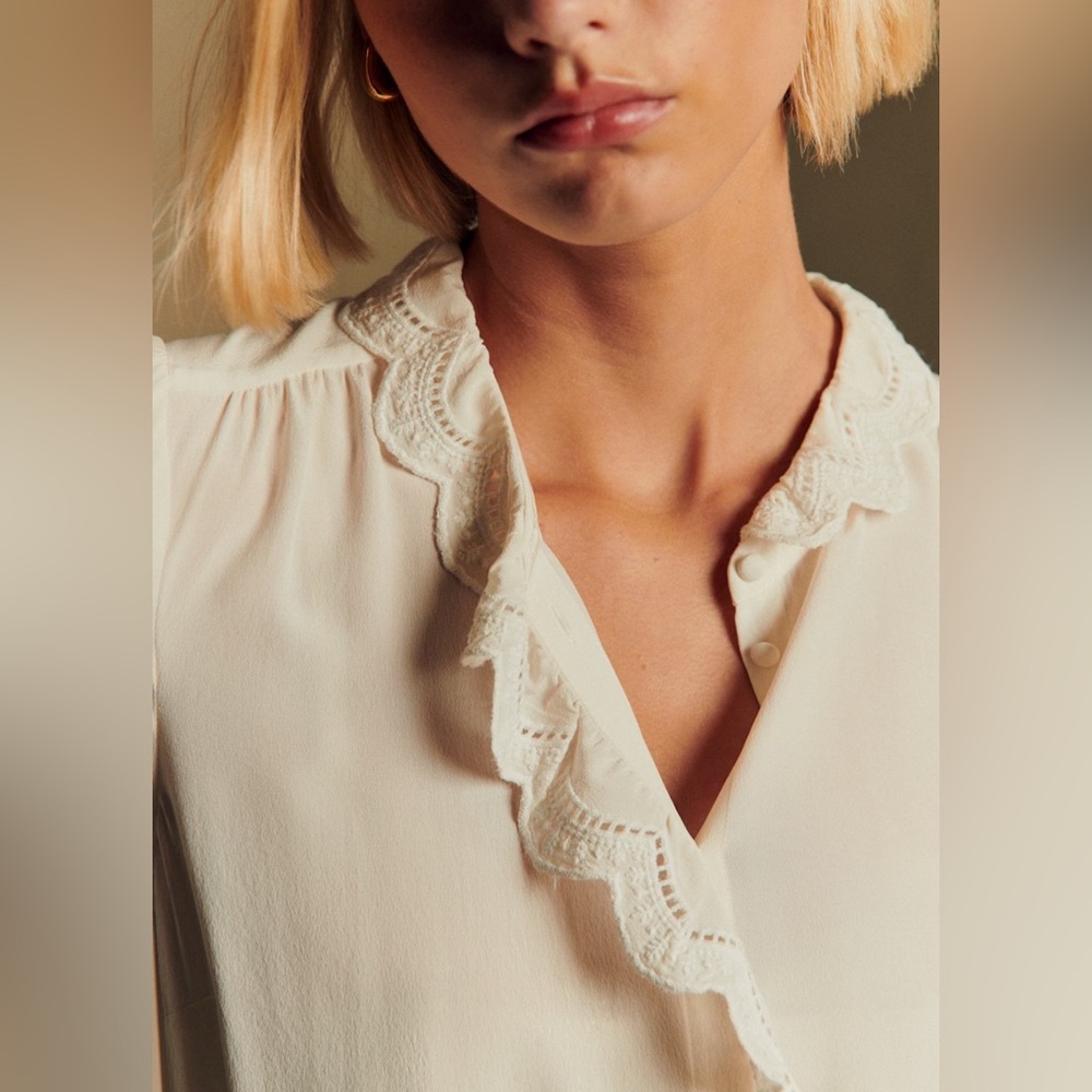 Sezane Cream Chlo silk blouse - Picture 2 of 6